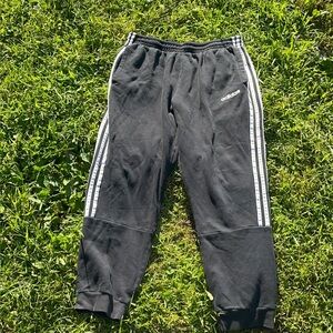 Adidas Kids Black Joggers with White Stripes